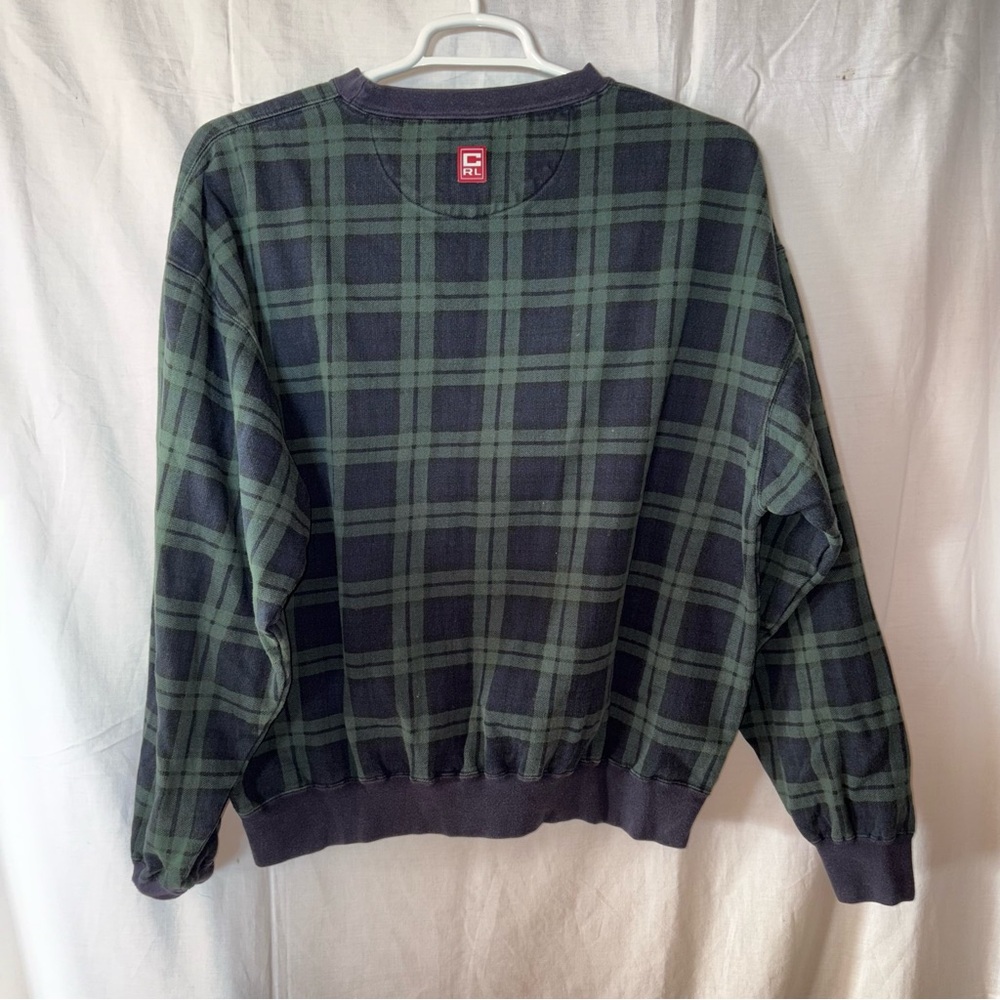 Vintage Chaps Ralph Lauren Green Plaid Crew Neck Sweatshirt XL - Picture 6 of 7